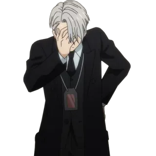😑 7fd593db Victor Nikiforov Yuri on Ice anime, character, disappointed, facepalm, sticker, yuri on ice whatsapp sticker