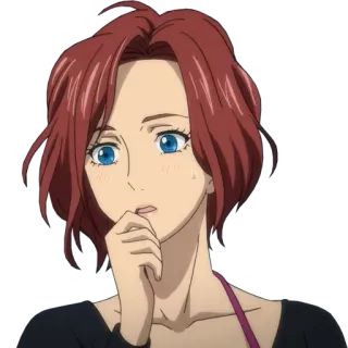😶 8fc27547 anime, woman, red hair, blue eyes, cartoon, character whatsapp sticker