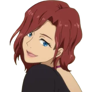 😏 9f02f272 woman, anime, cartoon, red hair, blue eyes, girl whatsapp sticker