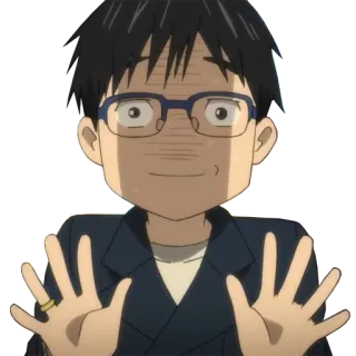 😰 aa82a76c anime, character, cartoon, glasses, smiling whatsapp sticker