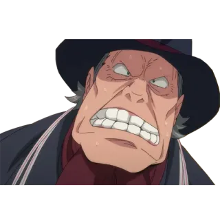 😬 b4a3bc09 anime, angry, man, hat, face, expression whatsapp sticker