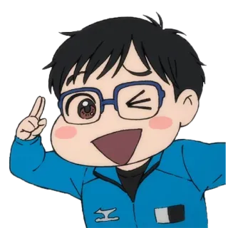 😉 d360c9da anime, cartoon, character, glasses, winking, pointing, cute, kawaii whatsapp sticker