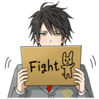 ✊ 02b37427 Fight 战斗, 动漫, 兔子, 动力, 鼓励, 卡通 telegram sticker