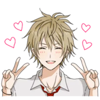 ☺️ 0da36907 动漫, 男孩, 和平手势, 快乐, 微笑, 可爱 telegram sticker