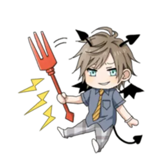 😈 33d9d1ac 恶魔, 动漫, Q版, 卡通, 邪恶, 叉子, 恶灵 telegram sticker