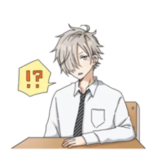 ⁉ 3576921c !?  动漫, 问题, 困惑, 男孩, 贴纸 telegram sticker