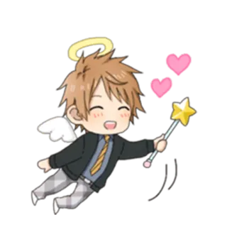 😇 71497247 天使, 可爱, Q版, 爱心, 魔法棒, 动漫 telegram sticker