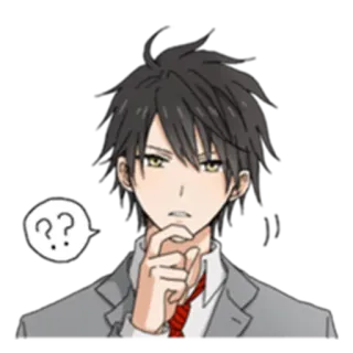 🤔 e21a6225 ?? 动漫, 问题, 思考, 男人, 困惑, 男孩, 怀疑 telegram sticker