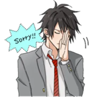🙏 ea3b54d0 Sorry!! 道歉, 动漫, 角色, 悲伤, 情感, 对不起 telegram sticker