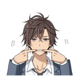 😬 f7ef4c1c 动漫, 男孩, 微笑, 角色, 卡通, 手, 脸 telegram sticker