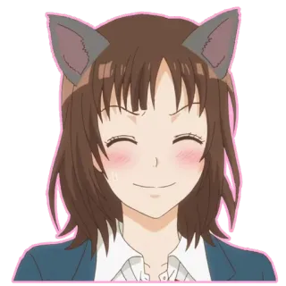 😅 70e5d9fa anime, girl, cat ears, cartoon, smile, cute telegram sticker