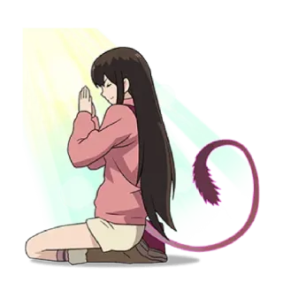 🙏 7ad49d92 Anime, Cô gái, Lời cầu nguyện, Đuôi, Hoạt hình, Ánh sáng, Yên bình telegram sticker