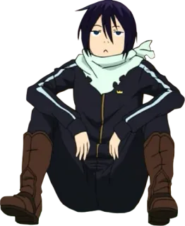 ☹ 1cd96bd8 Yato Noragami Anime, Noragami, Yato, Dieu, Écharpe, Assis telegram sticker