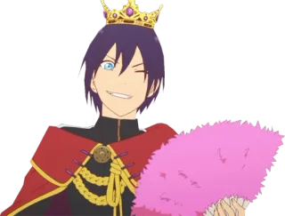 😁 a097b0cc Yato Noragami animé, manga, couronne, fan, dieu, clin d'oeil, roi telegram sticker