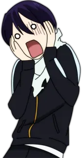 😱 b8c92e95 Yato Noragami animé, choqué, surpris, effrayé, Yato, Noragami, personnage, expression telegram sticker