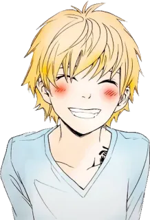 😁 c2efff63 Anime, Manga, Personnage, Sourire, Cheveux blonds, Illustration telegram sticker