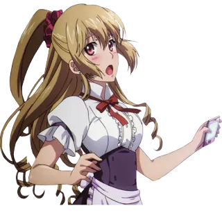 😯 ca76d63c Anime, Dziewczyna, Postać, Pokojówka, Rumieniec, Słodkie, Blond telegram sticker