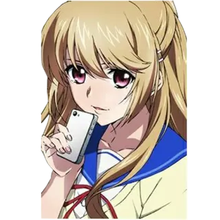 😌 f5378161 dziewczyna anime, blondynka, mundurek szkolny, smartfon telegram sticker