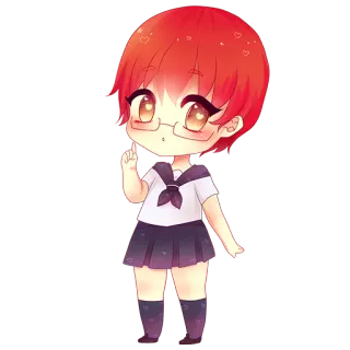 😶 2b1b9465 Anime, Chibi, Dziewczyna, Słodkie, Mundur szkolny telegram sticker