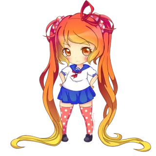 🙁 50757811 Anime, Dziewczyna, Mundur szkolny, Chibi, Słodki telegram sticker