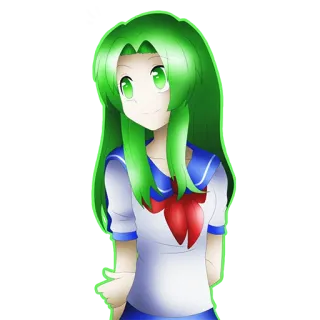 😊 58ee4379 Anime, Manga, Uczennica, Zielone włosy, Słodkie, Kawaii telegram sticker