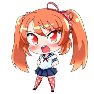 💢 654ba6a9 Anime, Chibi, Dziewczyna, Słodkie, Mundur szkolny telegram sticker