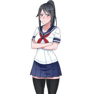 😕 83676f2b Ayano Aishi Yandere Simulator Anime, Uczennica, Yandere, Mundur, Gra telegram sticker
