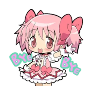 👋 019a8d7d Madoka Kaname Puella Magi Madoka Magica Bye Bye Anime, Lucu, Gadis Penyihir, Selamat Tinggal, Perpisahan telegram sticker