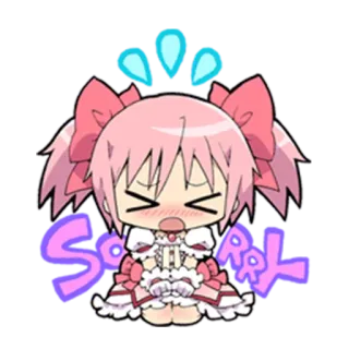 😣 0f2e7f96 Madoka Kaname Puella Magi Madoka Magica Sorry Anime, Madoka, Maaf, Gadis penyihir, Kawaii telegram sticker