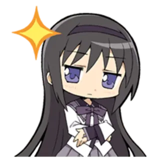 ✨ ea63640d Homura Akemi Puella Magi Madoka Magica Anime, Manga, Gadis Penyihir, Chibi, Merajuk telegram sticker