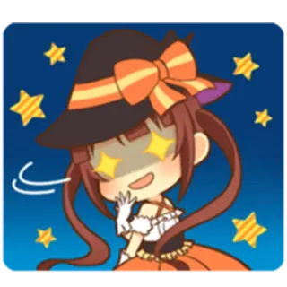 😏 1dd2e87f heks, halloween, sterren, chibi, anime, magie telegram sticker
