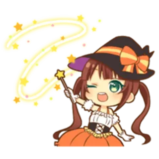 😉 2ec2bf9e heks, magie, cartoon, anime, Halloween, chibi telegram sticker