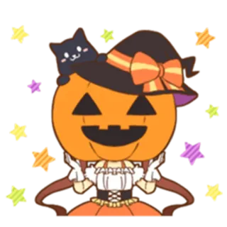🎃 7a4fef51 halloween, pompoen, kat, schattig, sticker telegram sticker