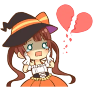 💔 7b76f6e8 Anime, Heks, Halloween, Huilend, Gebroken hart, Verdrietig, Tranen telegram sticker