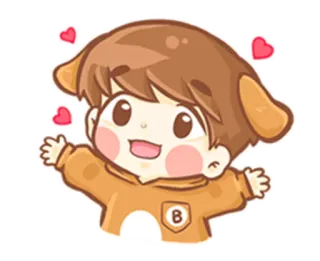 ❤ 1e94f16f Dibujo animado, Perro, Animal, Lindo, Corazón, Kawaii telegram sticker