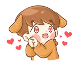 😍 3a8c765f lindo, corazón, amor, orejas de perro, dibujos animados, anime telegram sticker