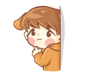 😗 662ad91c Dibujo animado, Niño, Lindo, Pensando, Reflexionando, Ilustración telegram sticker