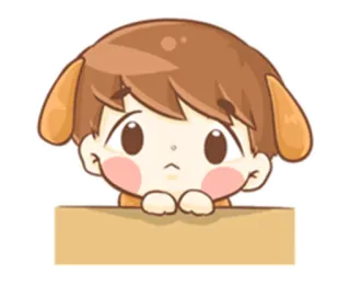 🙁 c1878b96 dibujos animados, pegatina, lindo, niño, perro, orejas telegram sticker