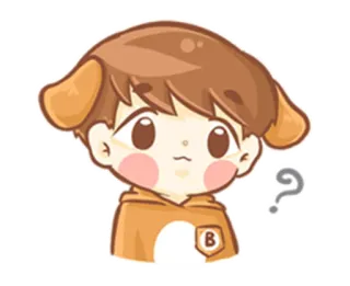 🤔 fac0a7d9 Dibujo animado, Orejas de perro, Anime, Signo de interrogación, Marrón, Lindo telegram sticker