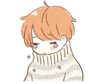 😢 d7e2eb34 anak laki-laki, anime, kartun, sedih,  turtleneck, emosional telegram sticker