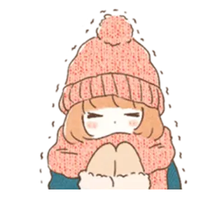 😣 fce539dd Anime, Musim dingin, Imut, Syal, Topi, Kawaii telegram sticker