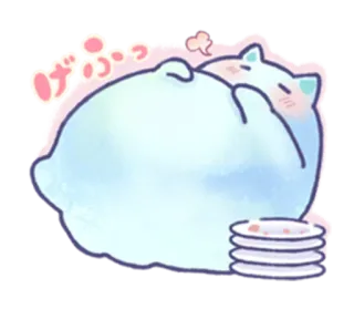 😌 38faf819 ぱふっ chat, mignon, kawaii, endormi, dessin animé, animal whatsapp sticker