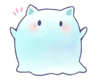 ✋ 56e84fb9 mignon, kawaii, chat, fantôme, tâche, pastel, animal whatsapp sticker