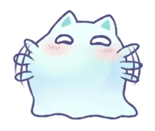 😆 6b84e5d0 fantôme, chat, mignon, kawaii, animal, esprit whatsapp sticker