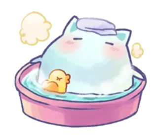 🛁 d635de4f Dessin animé, Chat, Bain, Canard, Malade, Mignon whatsapp sticker
