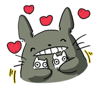 ❤ 09b111f0 Totoro Аниме, Милый, Мультфильм, Счастливый, Сердечки, Студия Ghibli, Мой сосед Тоторо whatsapp sticker