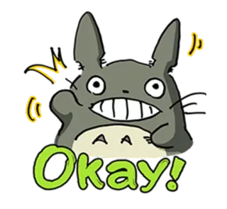 👍 49a65ca6 Totoro My Neighbor Totoro Okay! тоторо, окей, аниме, студия гибли, милый whatsapp sticker