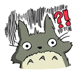 ⁉ cb3b12bd Totoro тоторо, аниме, мультфильм, вопрос, персонаж whatsapp sticker