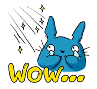 😭 d06acf58 WOW... вау, милый, синий, мультфильм, выражение, звезды, блестки whatsapp sticker