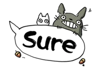 😁 d9fac378 Totoro My Neighbor Totoro Sure тоторо, аниме, милый, мультфильм, котобус, ghibli whatsapp sticker